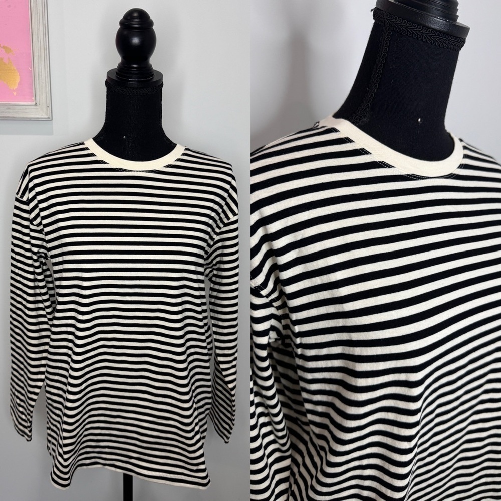 Mango Black and White Striped Women’s Long Sleeve Top (XS)